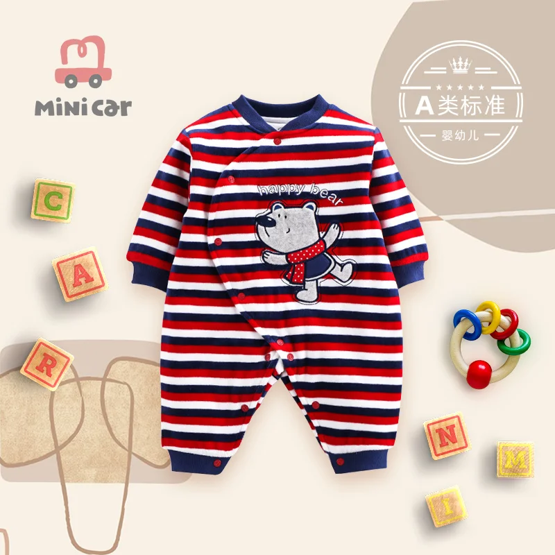 

Baby's one-piece Romper baby crawling clothes autumn winter long sleeve going out clothes cutting Plush thin cotton