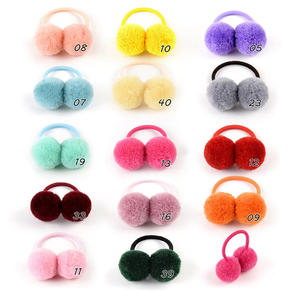

12-14pcs / lot Solid Cute Kids nice Small Hair Ball with elastic tape For Baby Girls headband Headwear Hair Accessories 688