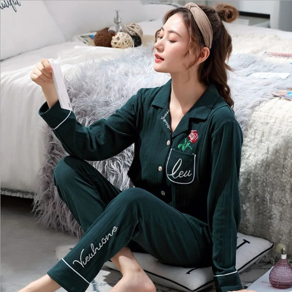 Fdfklak Maternity Pijama Breastfeeding Clothes For Women XXL New Spring Autumn 100% Cotton Pajamas Sleepwear For Pregnant