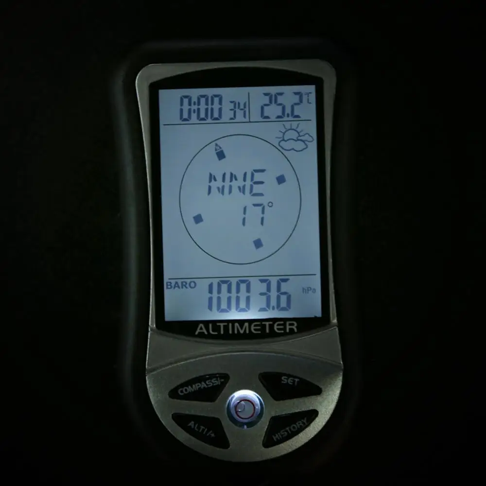 Электронный ручной компас 8 в 1 высотомер барометр термометр прогноз погоды часы