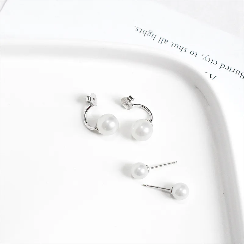 

Fengxiaoling 925 Sterling Silver Simulated Pearl Stud Earrings For Women Gift Bijoux Korean Jewelry Pendientes Boucle D'oreille