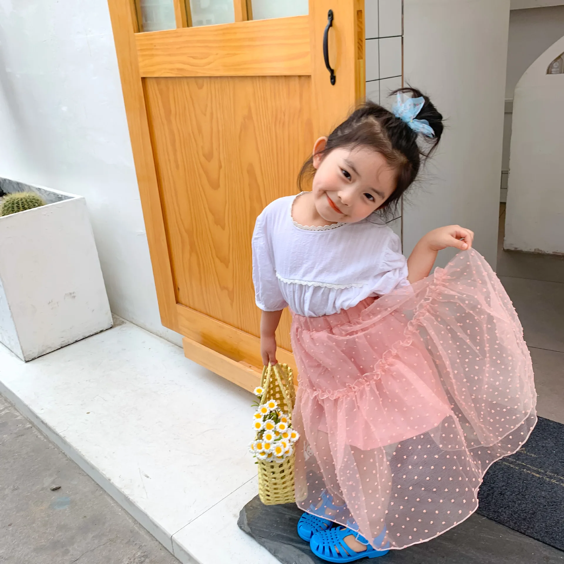 Газовая юбка для маленьких девочек 4 цвета детская повседневная юбка-пачка с