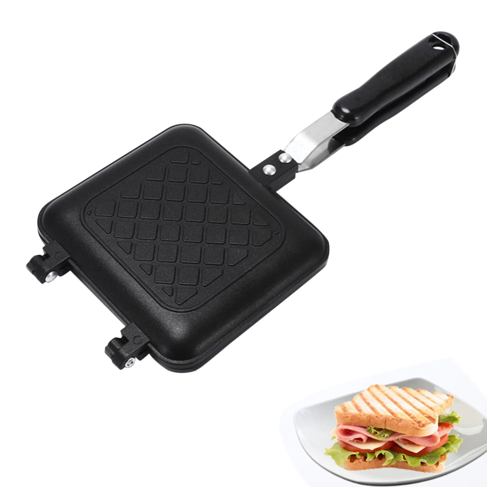 

Sandwich Maker Grill Pan Non-Stick Pan Waffle Toaster Cake Breakfast Machine Barbecue Steak Frying Oven Camping W0 Elegance