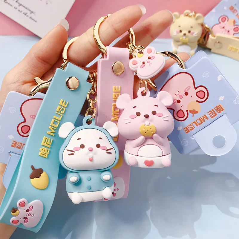 

Cartoon Hani mouse keychains cute little hamster doll key chain bag hanging ornaments children toy keyrings