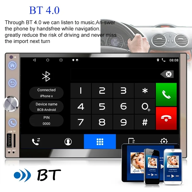 Автомагнитола 2 Din 7 дюймов стерео Android 10 0 BT Wi-Fi GPS-навигация Авторадио головное