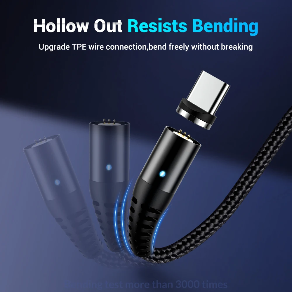 Магнитный usb-кабель TOPK 5A для iPhone, Xiaomi, huawei, Micro USB type C, кабель для быстрой зарядки и передачи данных type-C, кабель для мобильного телефона