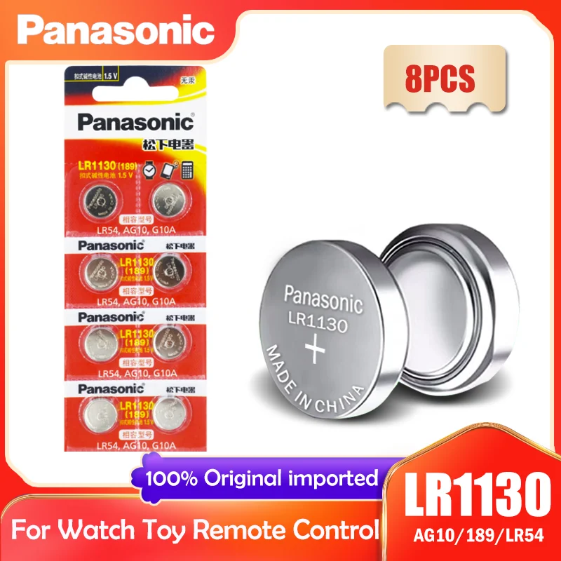 Кнопочная ячейка Panasonic LR1130 LR 1130 1 5 V 189 AG10 V10GA L1131 SR1130W SR1130 389 LR54 SR54 щелочная батарея