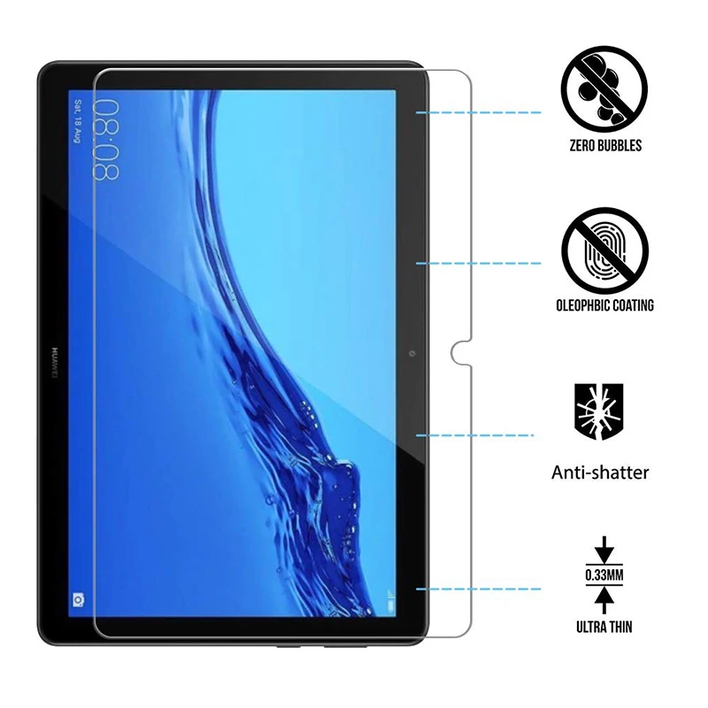 

2 шт закаленное стекло Flim для huawei Mediapad T5 10,1 Mediapad M5 Lite 10 Tablet 9H Твердость царапинам защита экрана