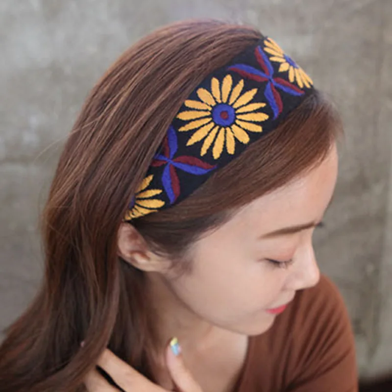 

Bohemia Embroidery Knot Headbands For Women Ethnic Style Hair Accessories Bows Flower Crown Fahion Hairbands Head Wrap Hair Band