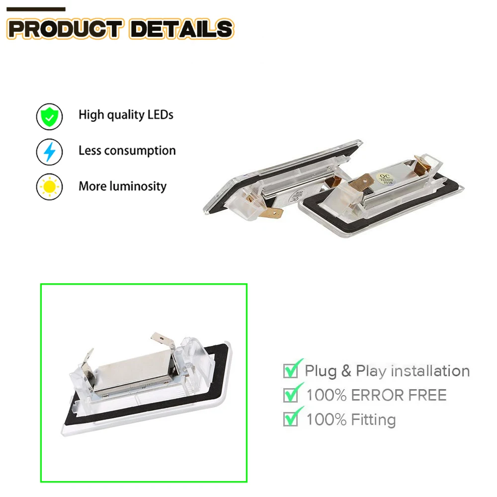 

2pcs Car 18 LED Kit Fit For Audi TT MK 18N Roadster 8N9 1999-2006 Coupe 8N3 1998-2006 White Number License Plate Lamps