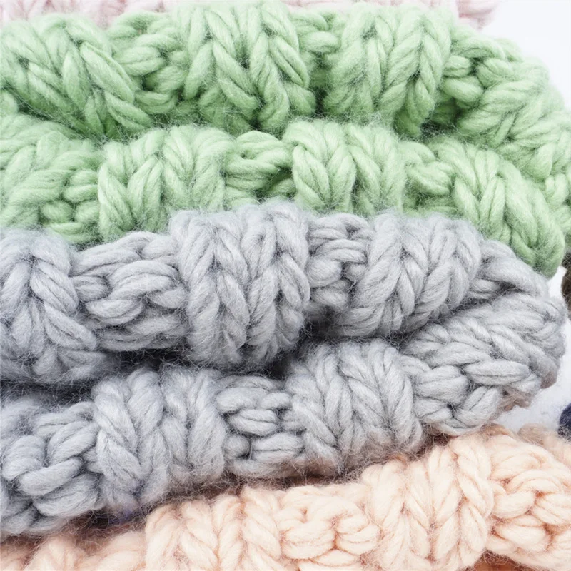 

Hirigin Fashion European Women Hat Winter Hats For Women Beanie Pure-Color Curled Coarse Wool Cap Warming Knitted Beanies Caps