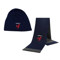 winter beanie hat abarth car logo men hat scarf solid color warm cotton scarf hat set male female sports hat scarf set 2 pcs