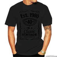 2021 cool tee shirt mens 40th birthday t shirt est 1980 vintage man fortieth 40 years gift t shirt unisex tee