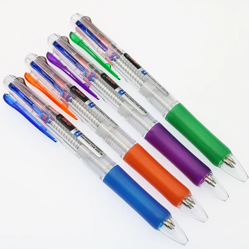 4 штуки/трехцветные пуш ап ПРОЗРАЧНЫЙ ШАРИКОВАЯ РУЧКА мульти функциональный