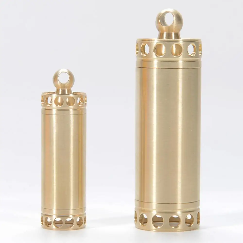 

Brass Outdoor Waterproof Capsule Pill Box Seal Bottle Camping First-aid Tool