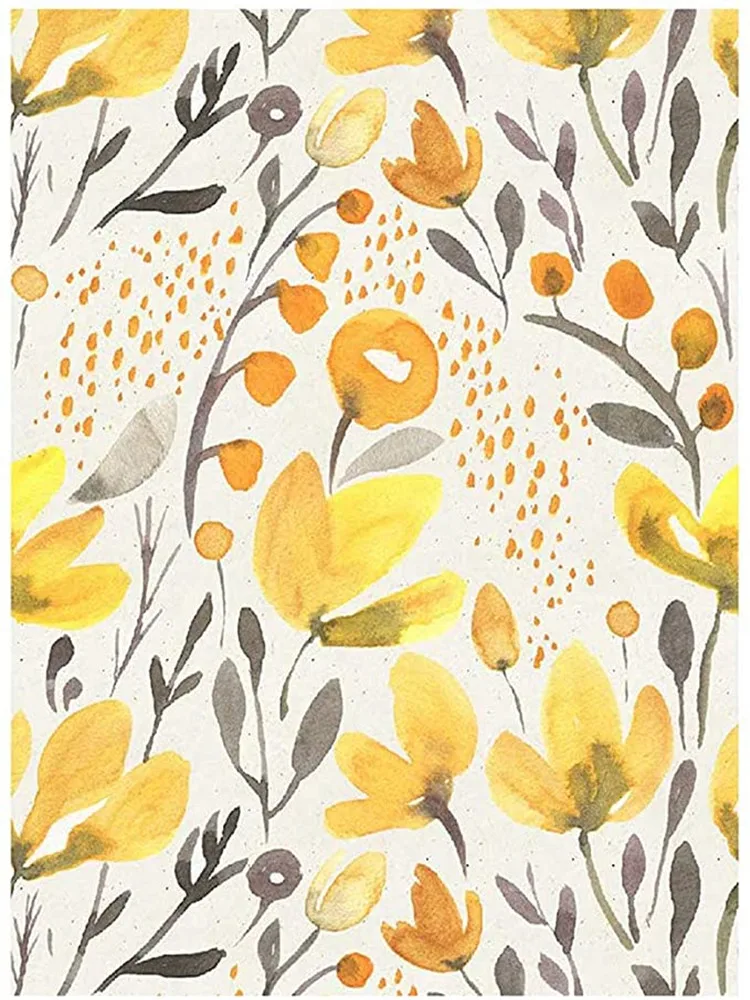 Виниловые самоклеящиеся обои ручной работы бесшовные желтые цветочные Kapok для