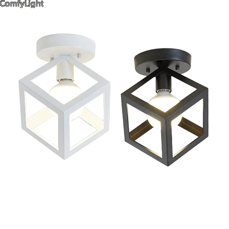 

Retro Minimalism Iron Ceiling light LED lamp Industrial Loft lighting Living Room bedroom corridor Aisle Bar E27 luminaria Black