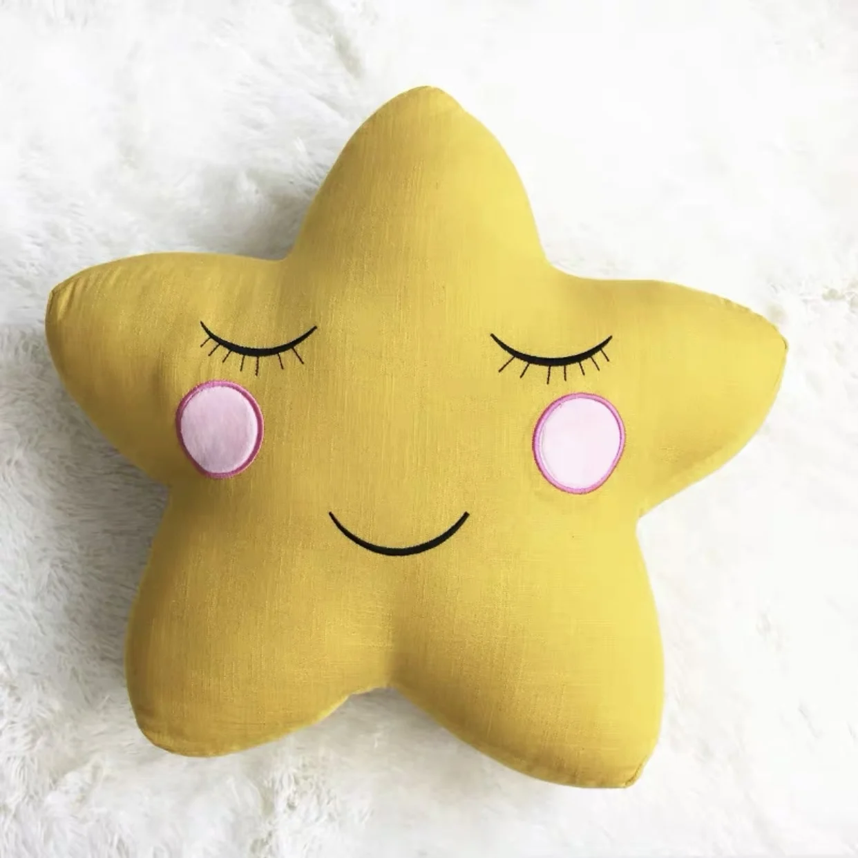 Детская подушка игрушка с изображением луны и звезд из хлопка льна съемный INS