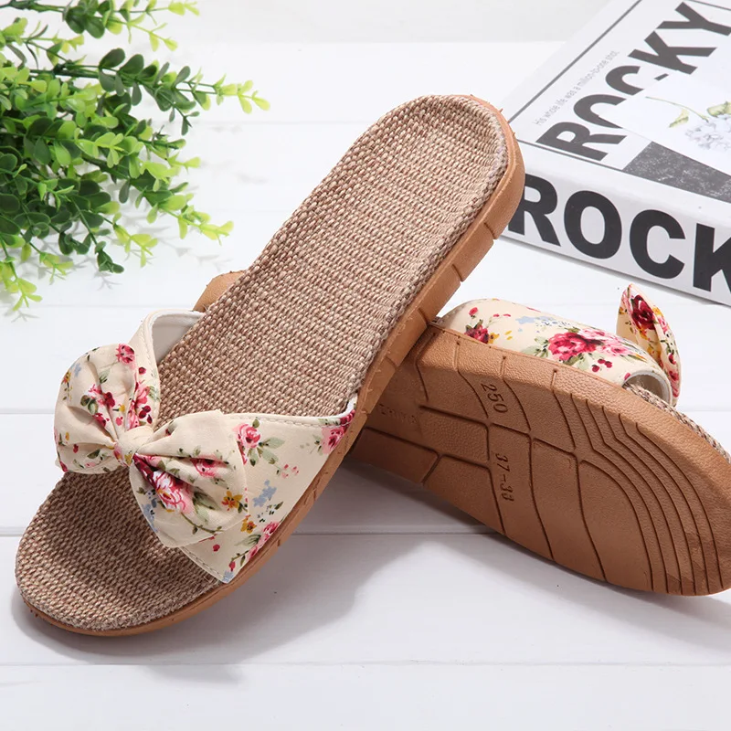 Женские шлепанцы из льняной ткани летние крутые пляжная обувь без шнуровки