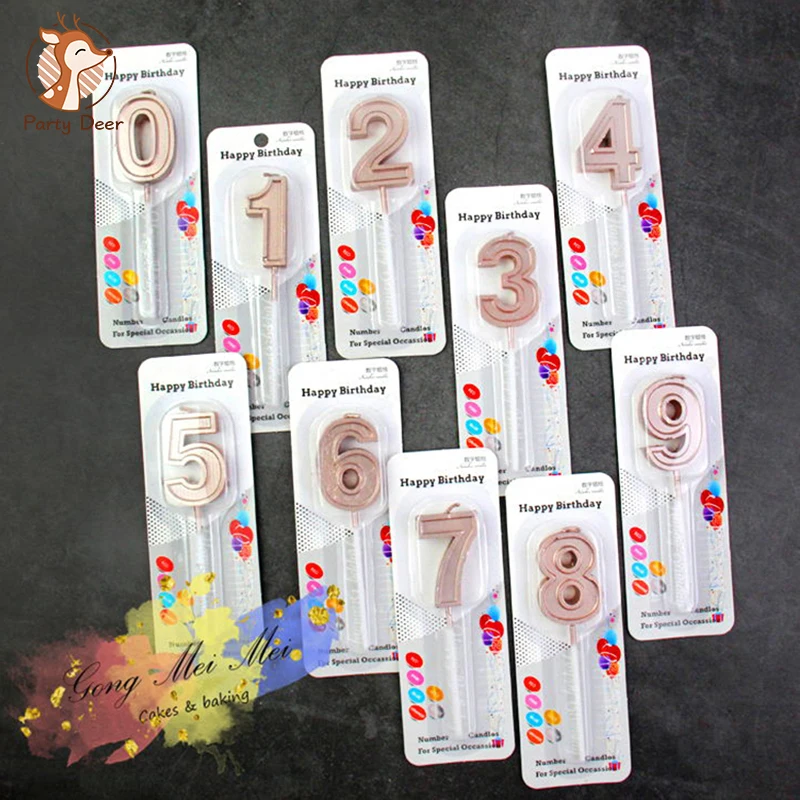 Свечи с цифрами 0 9 золотые серебристые розовые черные оптовая продажа свечи для