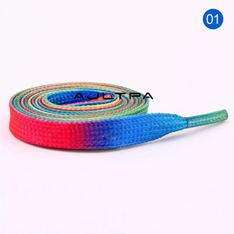 

100 Pairs 120cm Long Colorful Rainbow Gradient Printed Flat Shoelace Sport Sneaker Shoe Laces Boots Strings