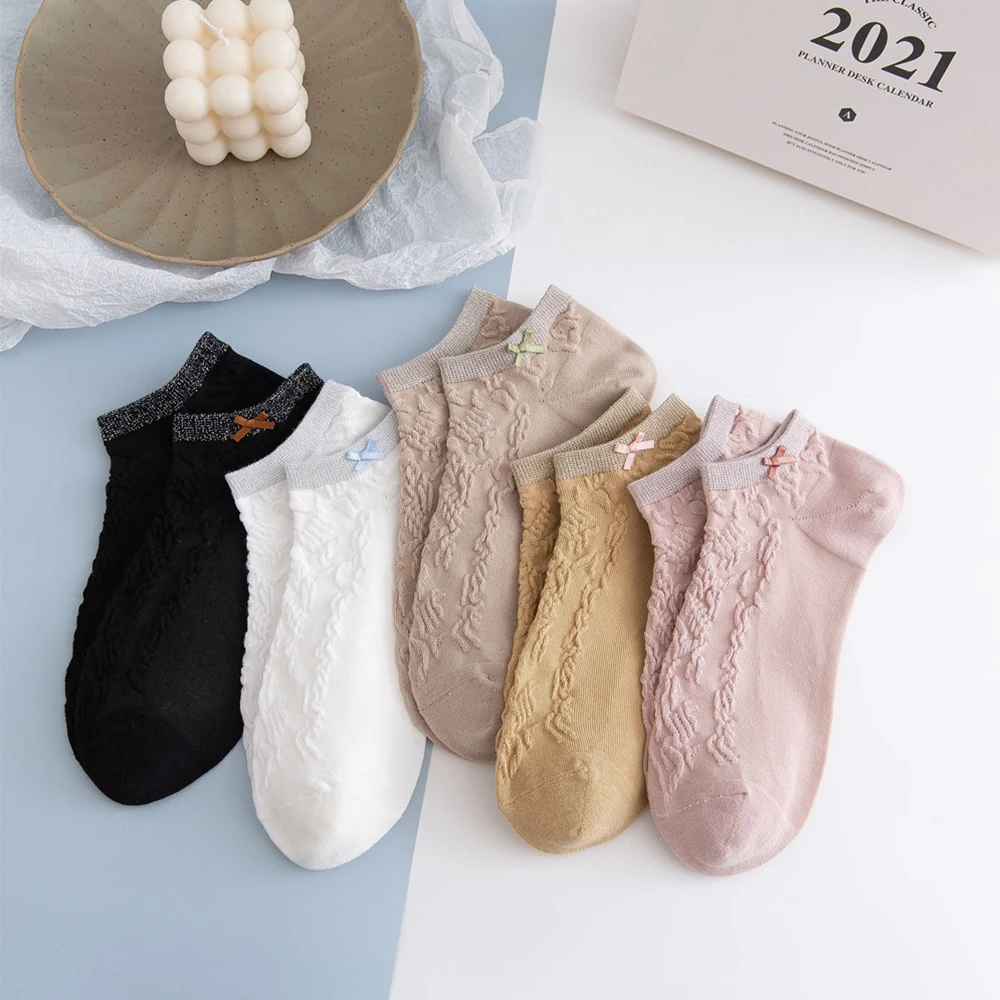 

Female Girls Invisible Soft Breathable Cotton Boat Socks Casual Fashion Shallow Mouth Short Ankle Socks Slippers Summer Gift