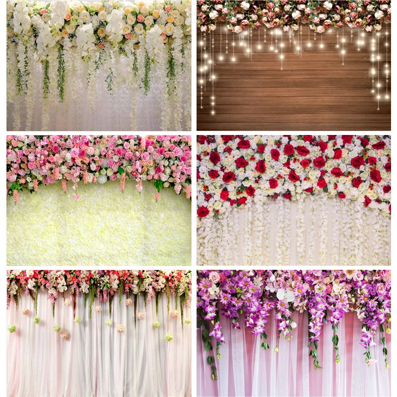 

Vinyl Photography Backdrops Prop Flower Wall Romantic Wedding Theme Photo Studio Background 21519 HT-14