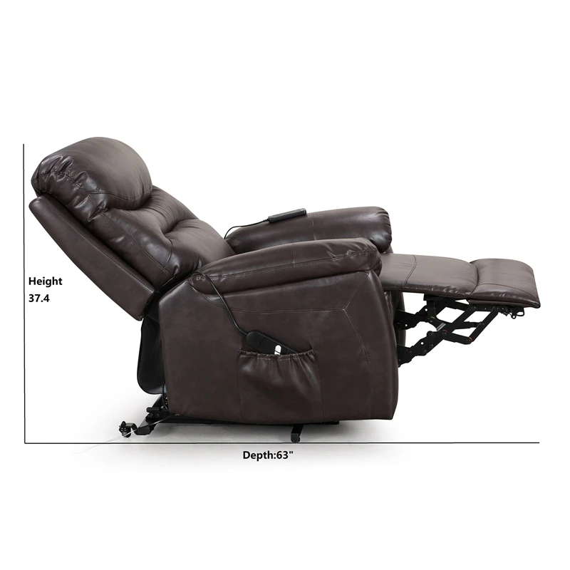 

3 Positions 2 Side Pockets& Breathable Leather Electric Power Lift Recliner Chair Sofa With Massage And Heat For Elderly