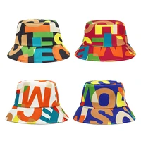 new summer letter print cotton bucket hats for women men outdoor sun protection fisherman cap hip hop lady fashion panama hat