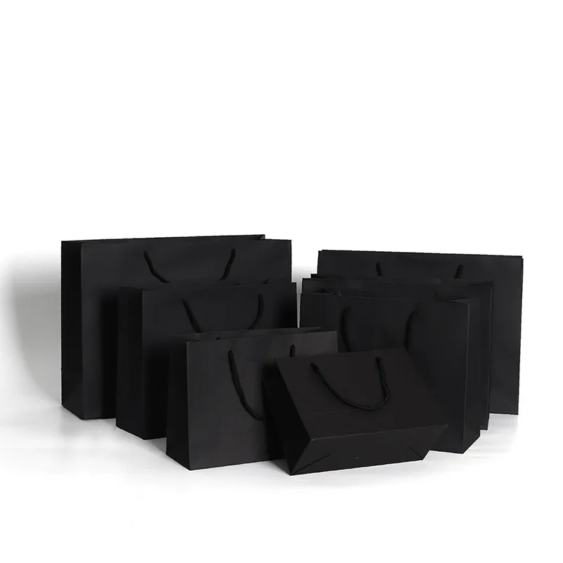 Shopping Bags Kraft Paper Bag Strong Solid Black Twist Handle Party Gift Carrier Environmental Clothing Shopper | Дом и сад