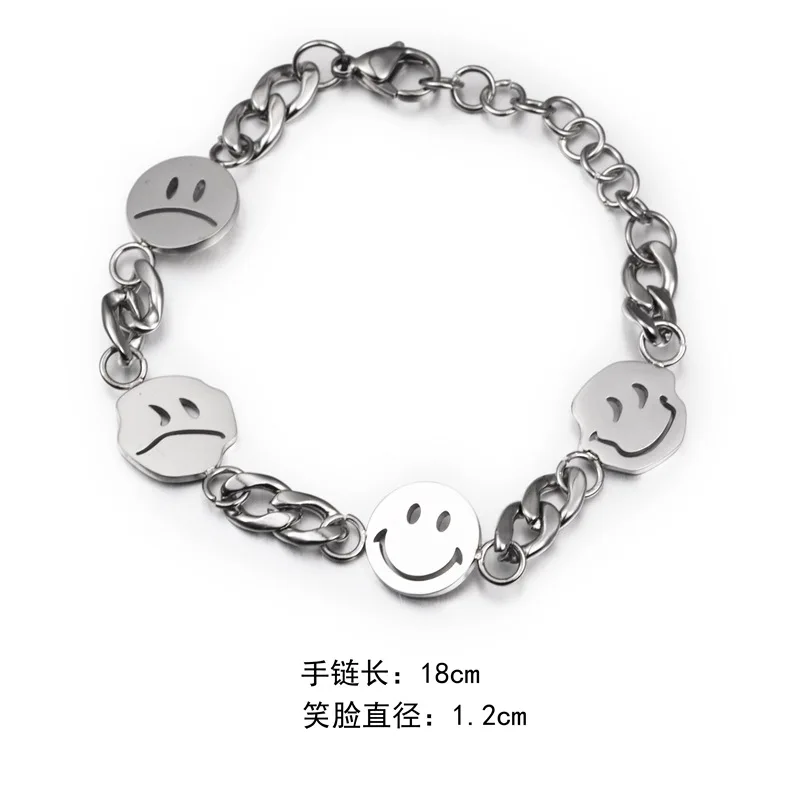 Женские и мужские браслеты-цепочки со смайликом регулируемой длины | Украшения