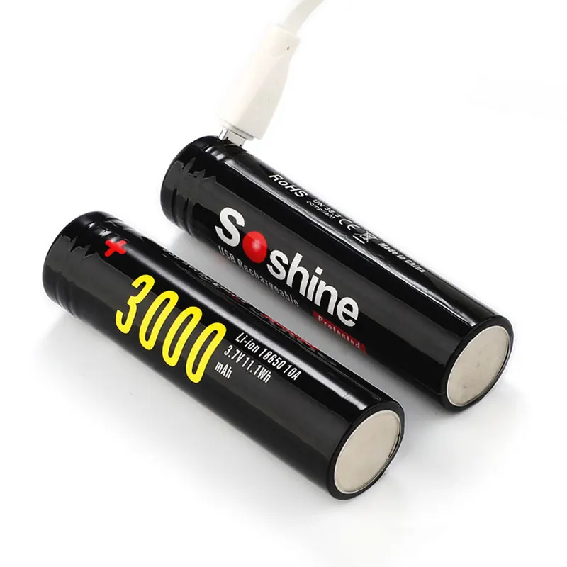 Soshine 16850 USB высокая мощность 3 7 В 3000 мАч литиевая зарядка разъем|Перезаряжаемые