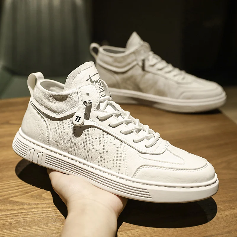 

Designer brand men's shoes 2021 series high quality fashion luxury printed white leather casual shoes men's loafers flat shoes