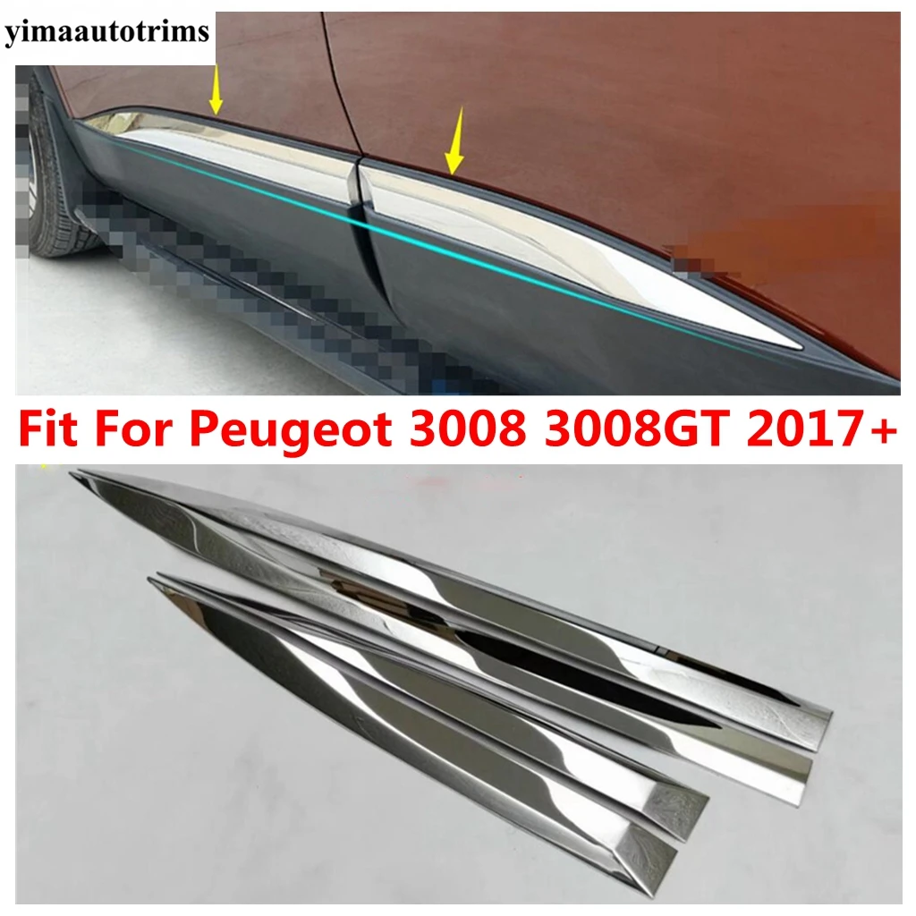 

Accessories Side Door Body Molding Protection Garnish Cover Trim For Peugeot 3008 3008GT 2017 - 2021 Stainless Steel Exterior