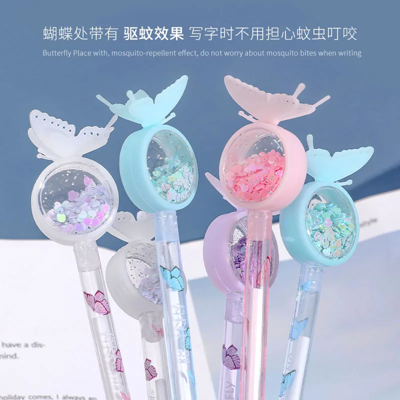 INS девушка сердце блестки бабочка гелевая ручка Милая творческая репеллент от