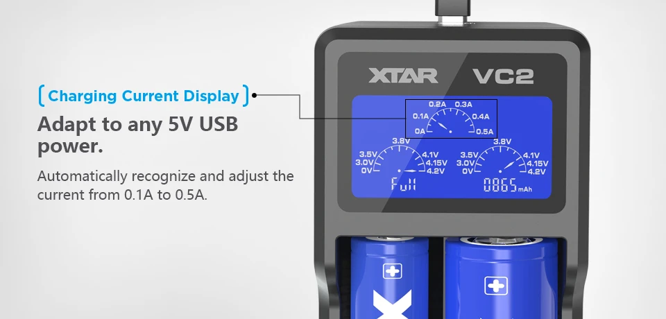 XTAR VC4 VC2 зарядное устройство для батареи 3,7 в Интеллектуальный литий-ионный 18650 17500 10440 16340 18350 26500 AA/AAA NiMH Зарядное устройство для литиевых батарей