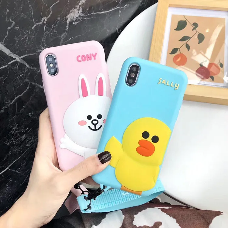 Применимый чехол для телефона с рисунком медведя Apple xsmax IPhone7/8 Plus Мягкий силиконовый 6 S Южная Корея милый ремешок