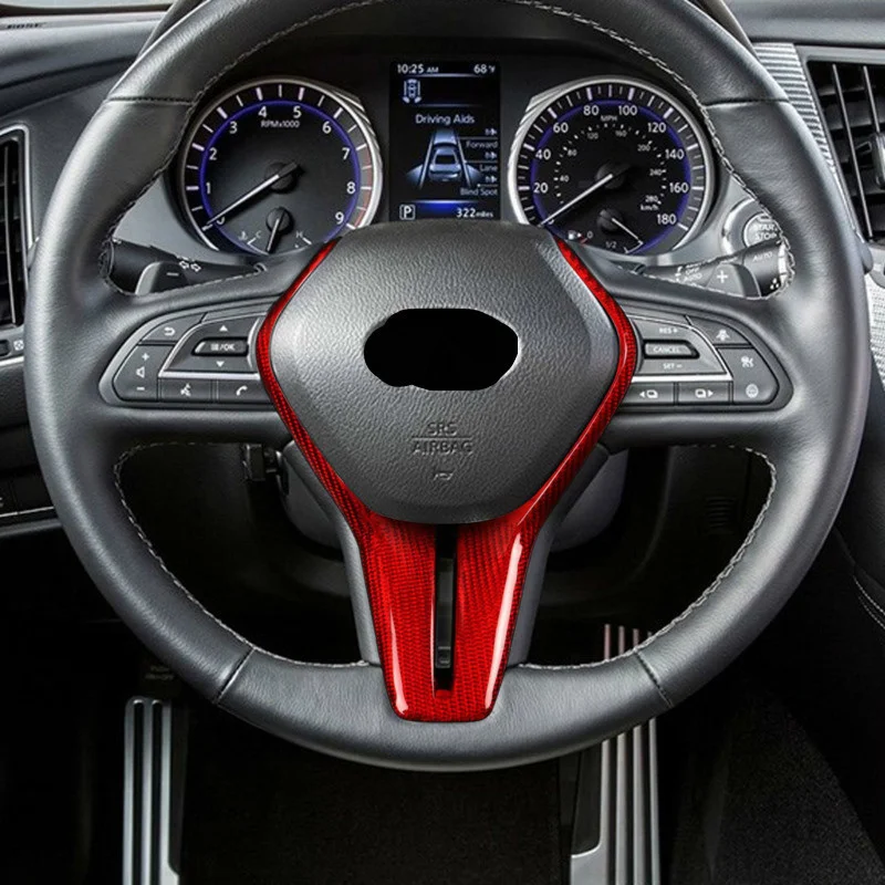 Цена Подходит для Infiniti Q50 Q60, Модифицированная задняя крышка рулевого колеса из настоящего углеродного волокна, черный
