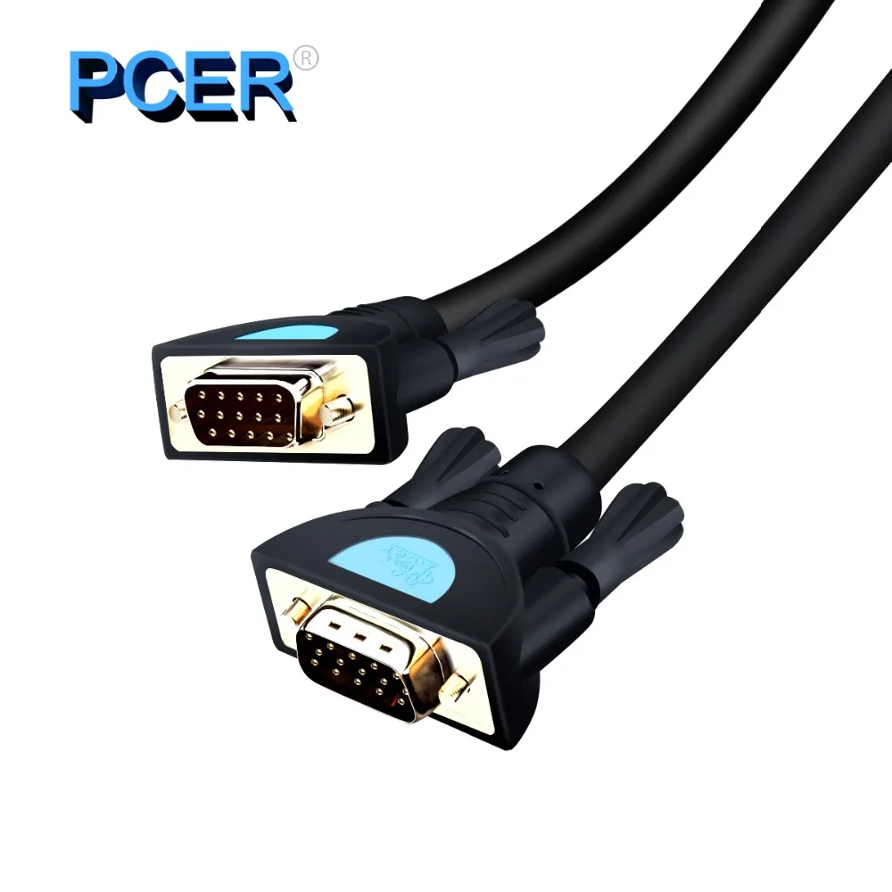 

PCER VGA Cable 3+9 foil Shielding VGA To VGA Cable For HDTV PC Laptop TV Box Projector Monitor cable vga cord 1920*1080P