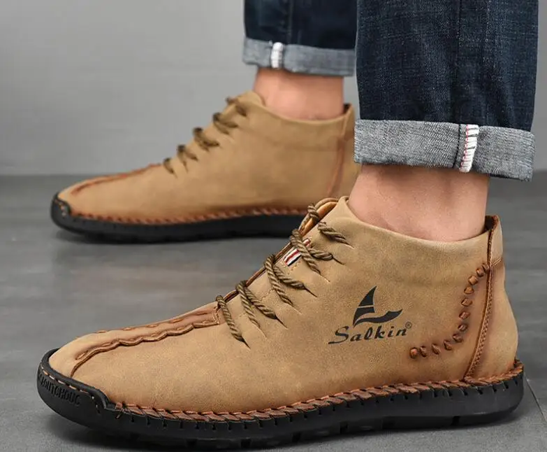 Ботинки Martin на мягкой подошве зимние мужские ботинки ручной работы кожаные