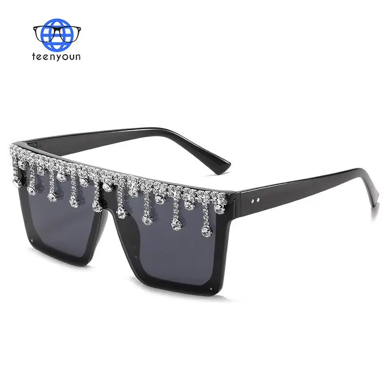 

TEENYOUN Luxury Fashion Diamond Sunglasses For Women Crystal Square Sun Glasses 2021 UV400 Gradient Oculos Shades Eyewear