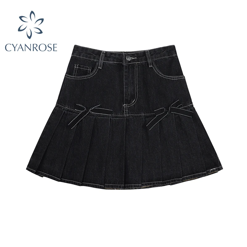 Женская джинсовая юбка с завышенной талией элегантная однотонная универсальная