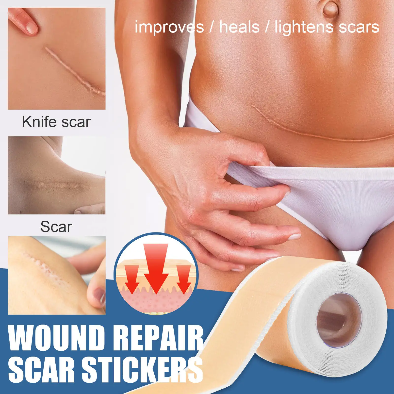 

Scars Sheets Treatment Tapes Highly Comfortable Medical Easy Removal Soft Silicone Tape for C-Section Acne Wound Dressing Keloid