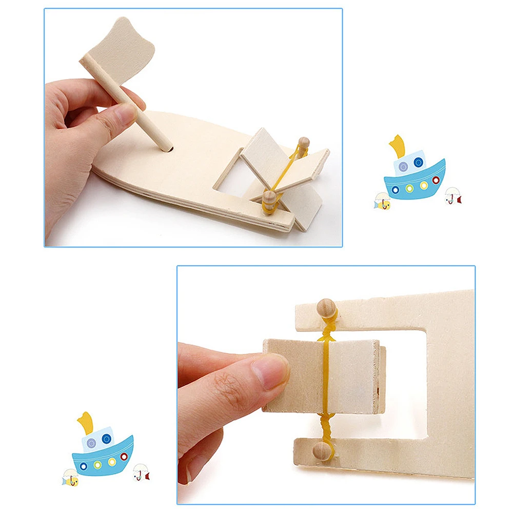 Дети окрашенные DIY лодка ручной работы наборы дети DIY деревянная модель парусника детский сад Развивающие головоломки игрушки