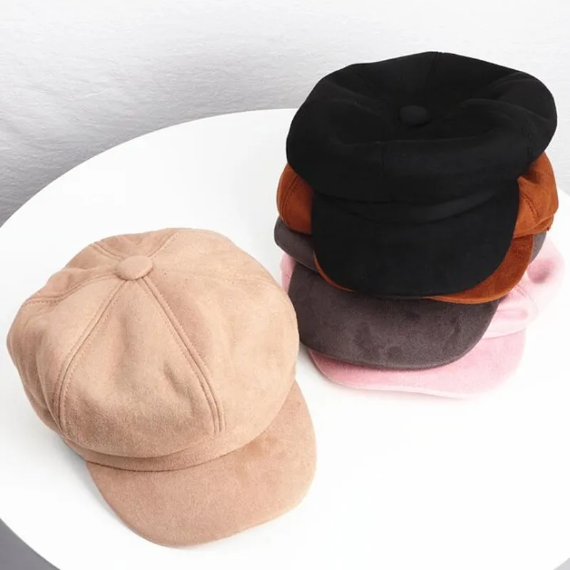 SHALUOTAOTAO Модные женские шапки осень-зима модные замшевые кепки газетчика Снэпбэк