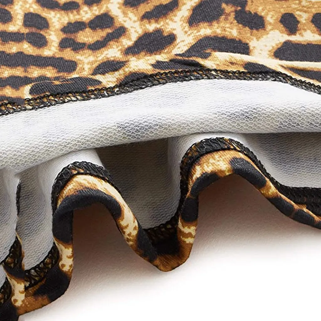 Женская Повседневная Толстовка с капюшоном леопардовым принтом открытыми