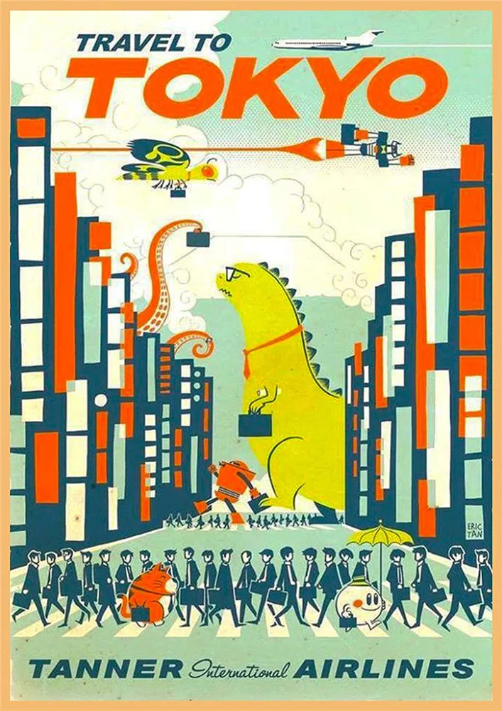 Рекламный постер города Токио винтажный фотообои и печать картин для дома