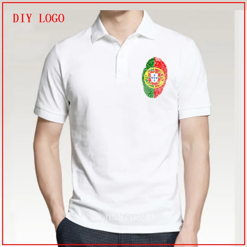 Мужская рубашка-поло с рисунком флага Португалии желтая хлопковая Футболка-поло