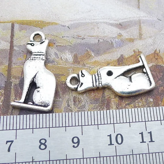

Earring Charms 4 Pieces 13x28mm Antique Silver Color Dog Charms