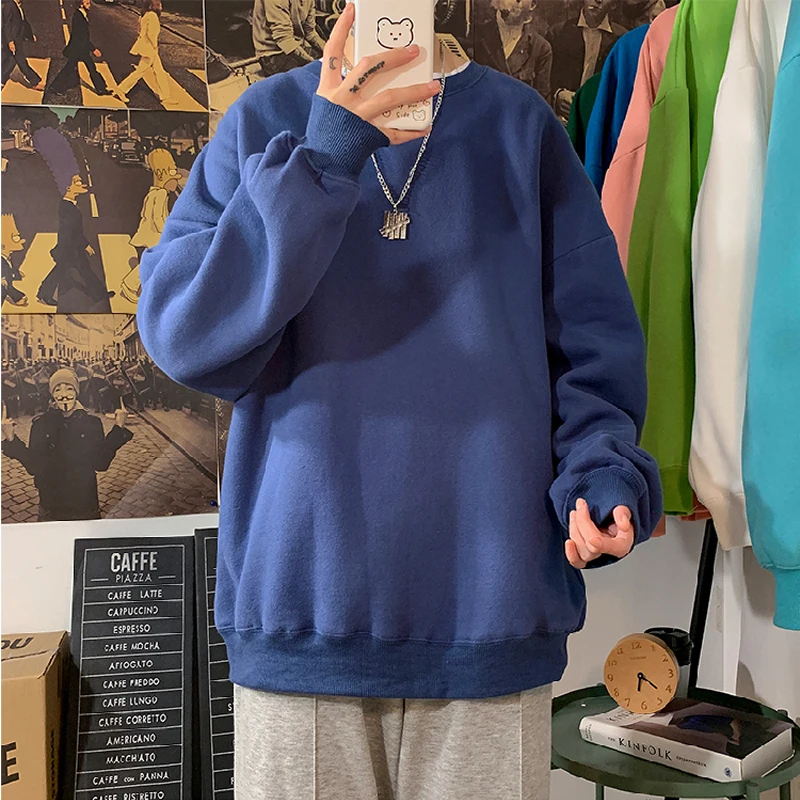 

2021 Autumn Woman's Hoodies Oversize Female Loose Cotton Solid Thicken Warm Women Sweatshirts Lady Fashion
